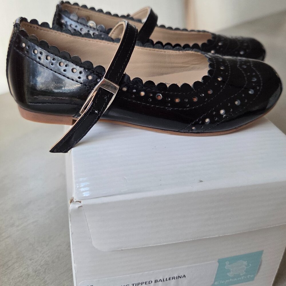 New Elephantito black patent leather wing tipped ballerina 8 - Picture 9 of 10